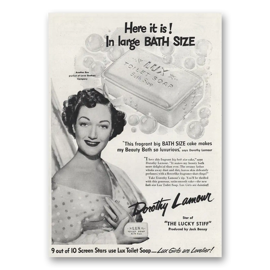 1949 Lux Soap Dorothy Lamour Vintage Magazine Print Ad