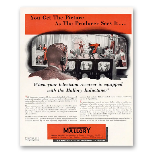 1949 Mallory Inductuner Get the Picture as the Producer Sees It Vintage Magazine Print Ad