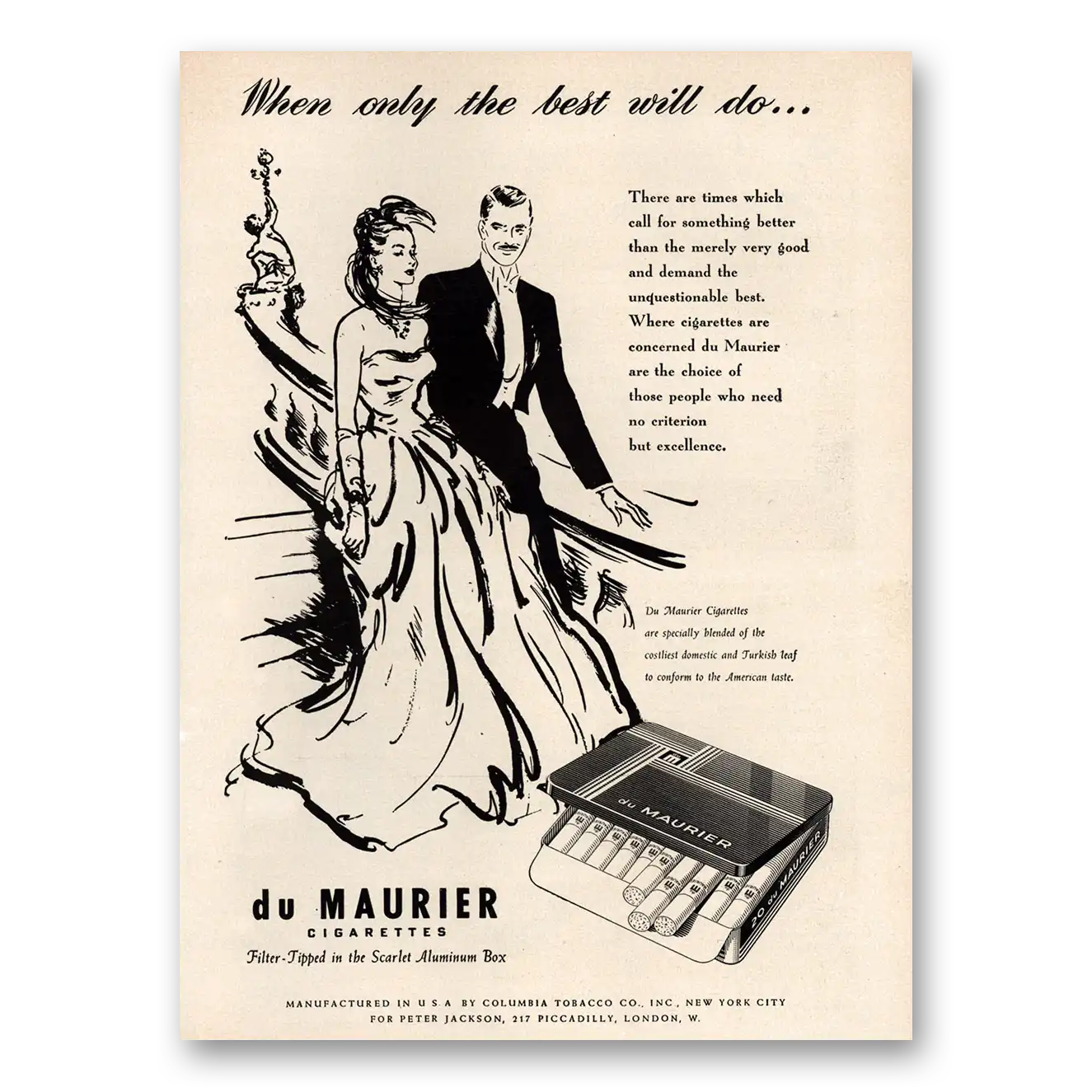 1949 Du Maurier Cigarettes When Only the Best Will Do Vintage Magazine Print Ad