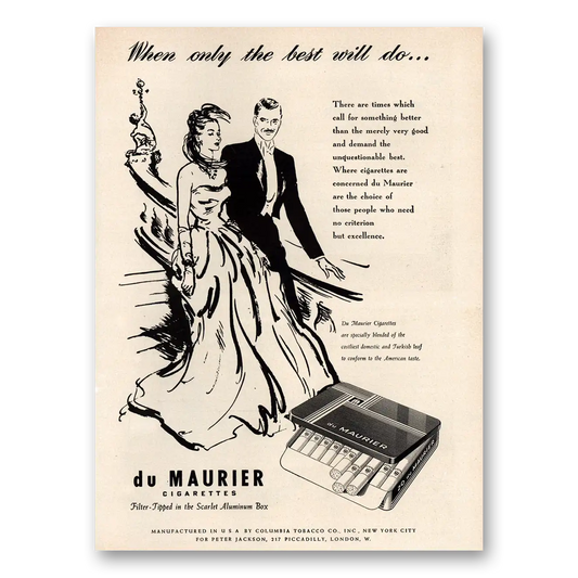 1949 Du Maurier Cigarettes When Only the Best Will Do Vintage Magazine Print Ad