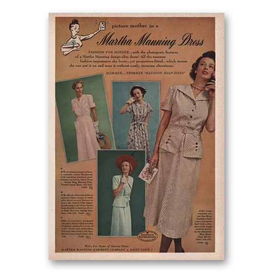 1949 Martha Manning Dress Picture Mother Vintage Magazine Print Ad