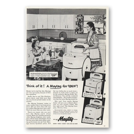 1949 Maytag Washer Chieftain Washer Think of It Vintage Magazine Print Ad