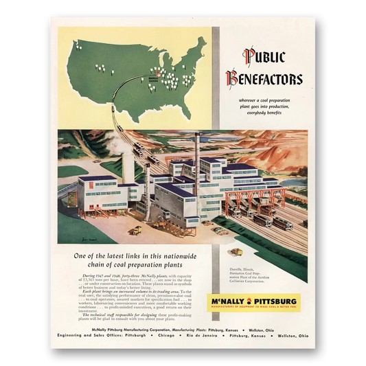 1949 McNally Pittsburg Public Benefactors Vintage Magazine Print Ad