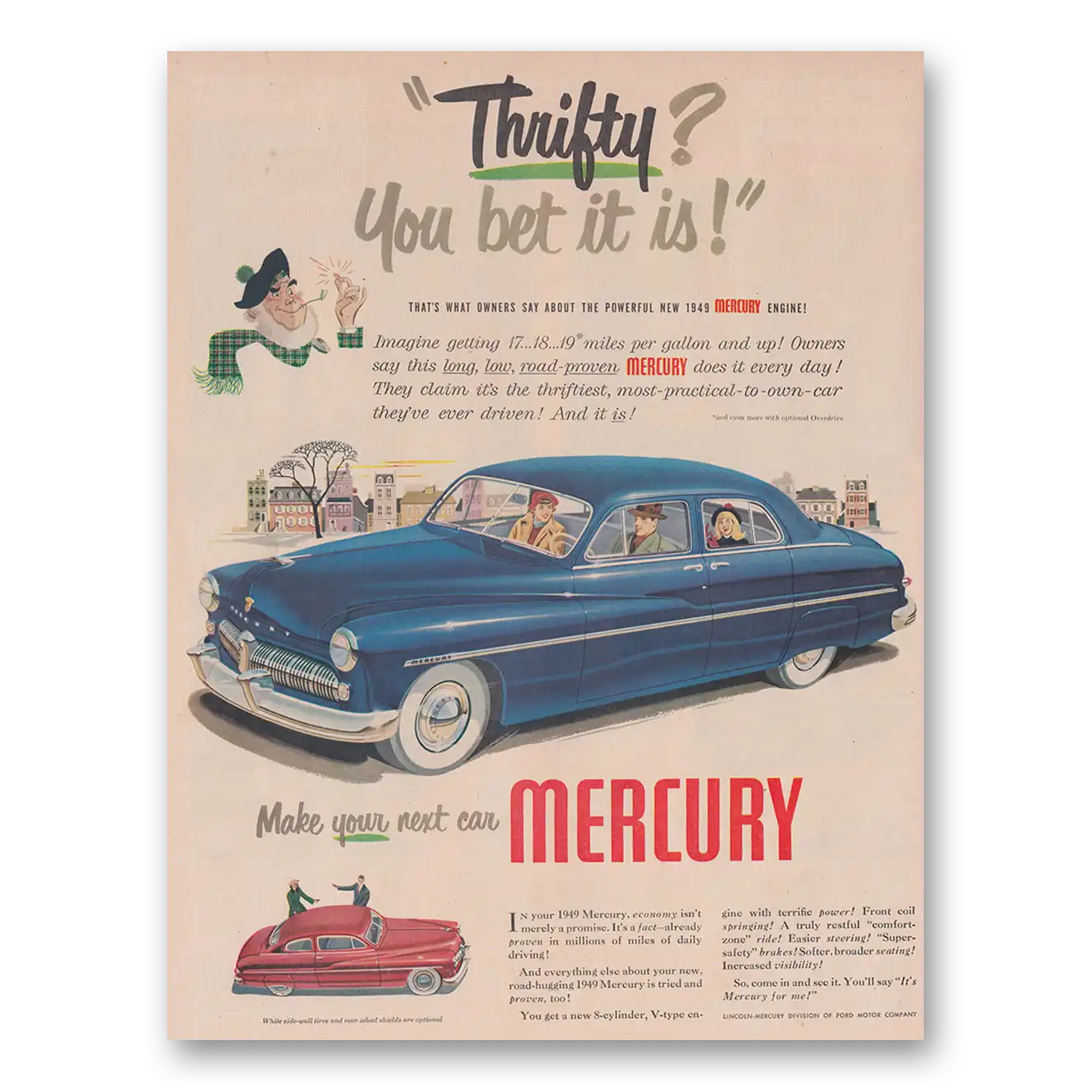 1949 Mercury Thrifty You Bet It Is Vintage Magazine Print Ad