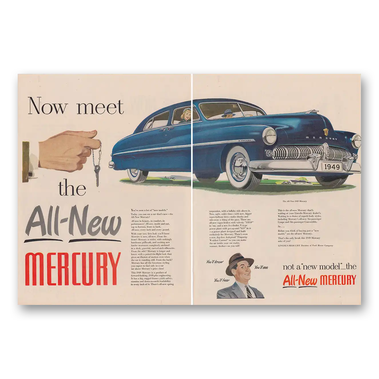 1948 Mercury Now Meet the All New Mercury Vintage Magazine Print Ad