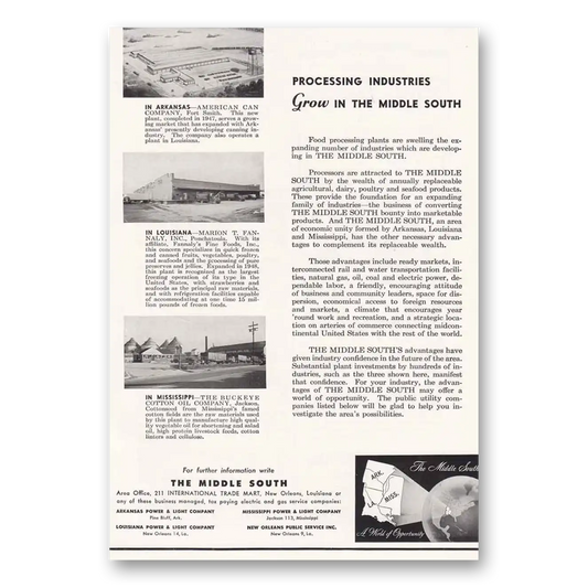 1949 Middle South Utilities Processing Industries Vintage Magazine Print Ad