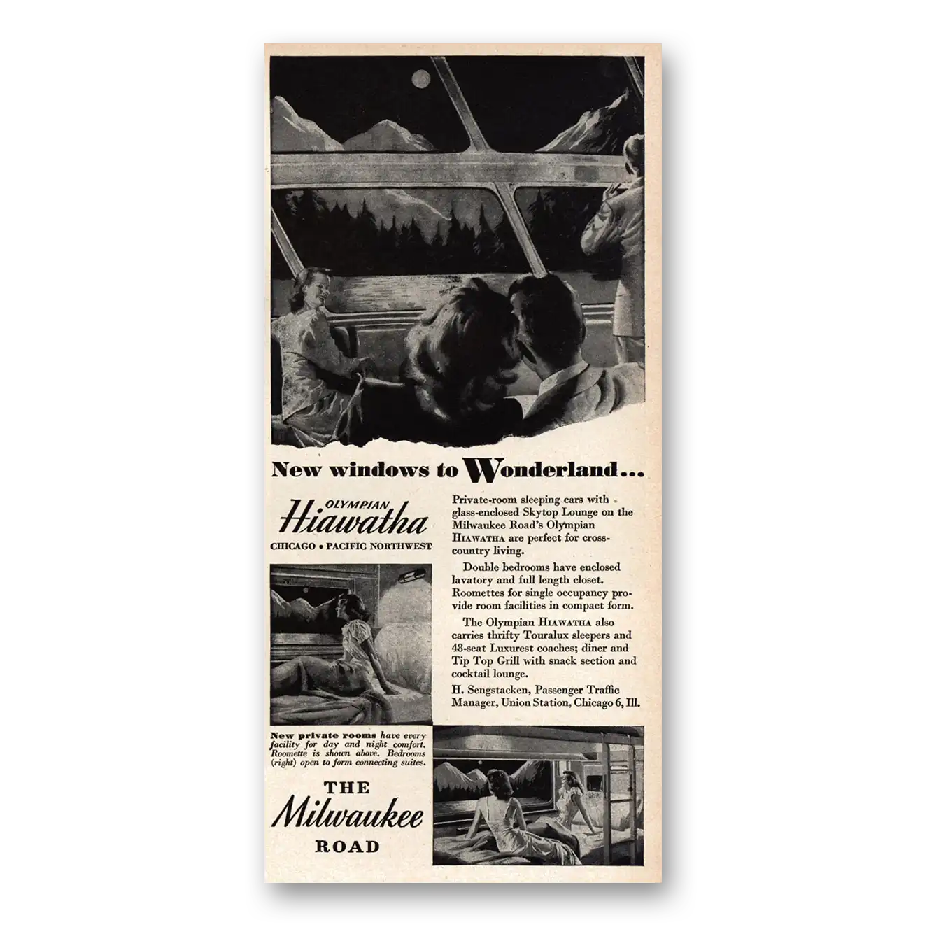 1949 Milwaukee Road New Windows to Wonderland Vintage Magazine Print Ad