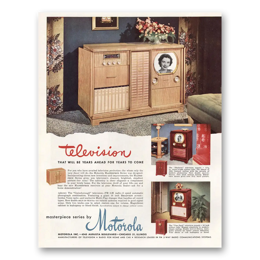 1949 Motorola Television Will Be Years Ahead Vintage Magazine Print Ad