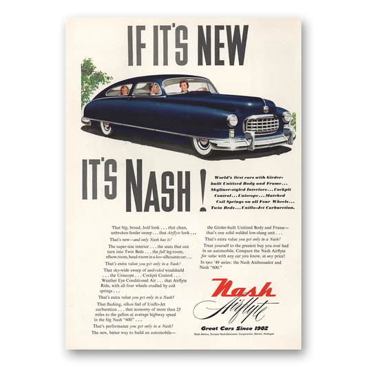 1949 Nash Motors If Its New Its Nash Vintage Magazine Print Ad