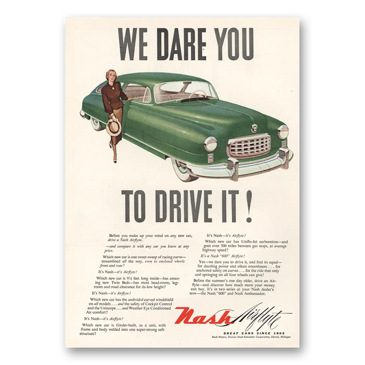 1949 Nash Motors We Dare You to Drive It Vintage Magazine Print Ad