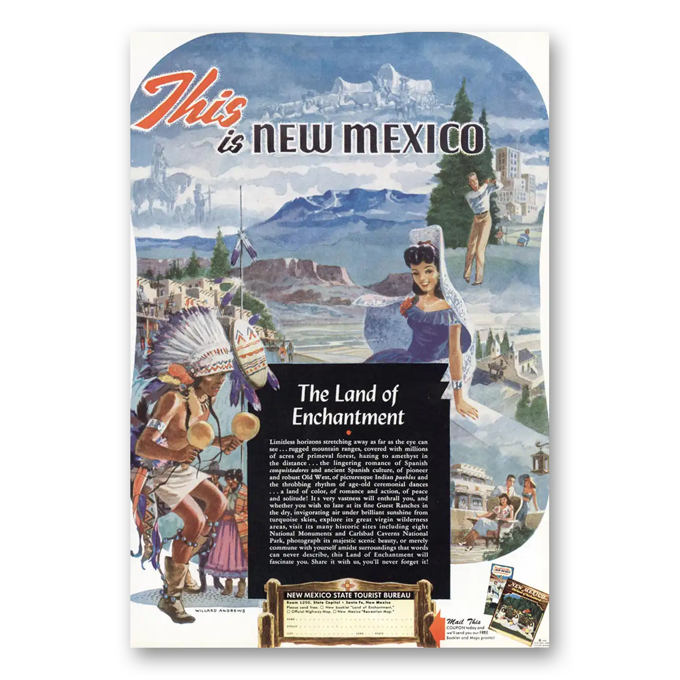 1949 New Mexico Willard Andrews This is New Mexico Vintage Magazine Print Ad