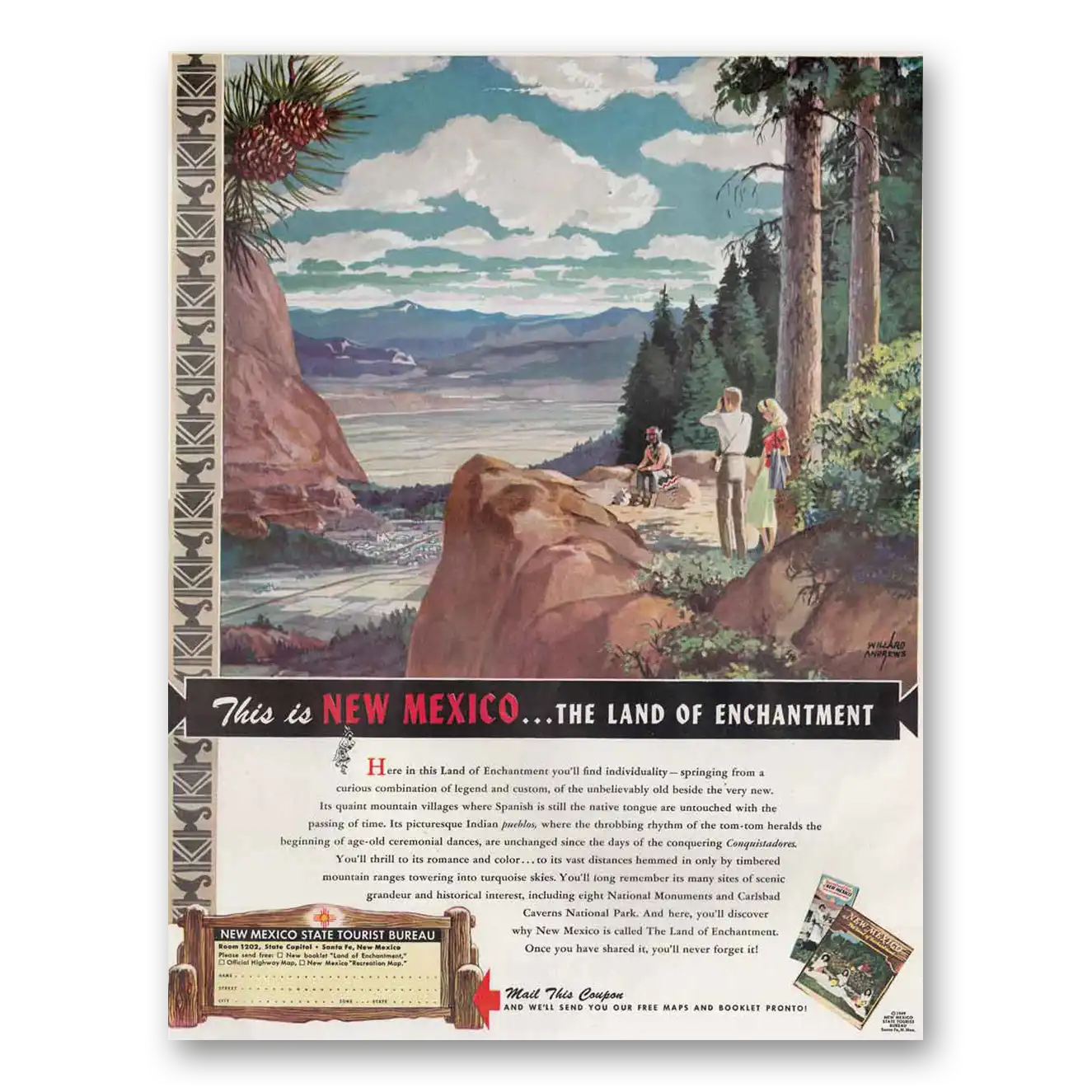 1949 New Mexico Land of Enchantment Vintage Magazine Print Ad