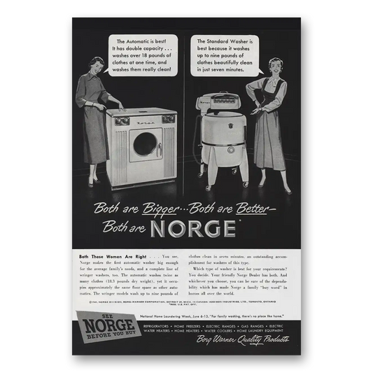 1949 Norge Washer Both These Women Are Right Vintage Magazine Print Ad