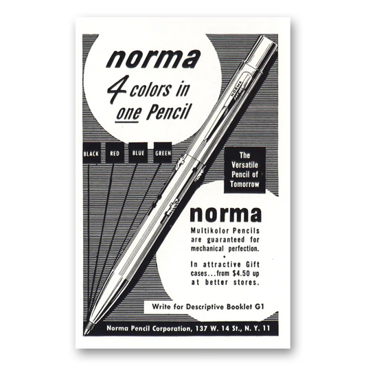 1949 Norma Pencil 4 Colors In One Pencil Vintage Magazine Print Ad