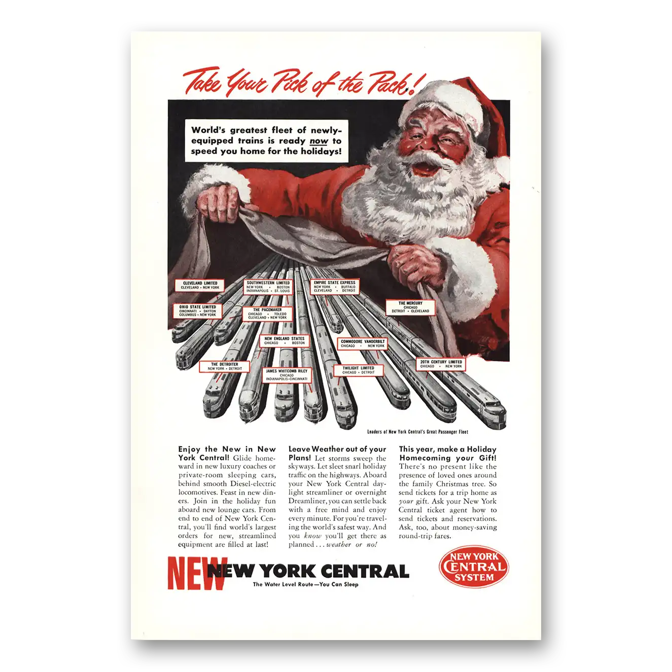 1949 New York Central Santa Claus Pick of the Pack Vintage Magazine Print Ad