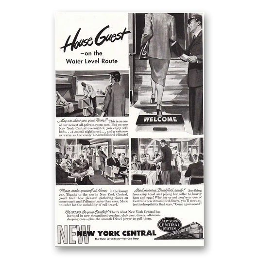 1949 New York Central Water Level Route House Guest Vintage Magazine Print Ad