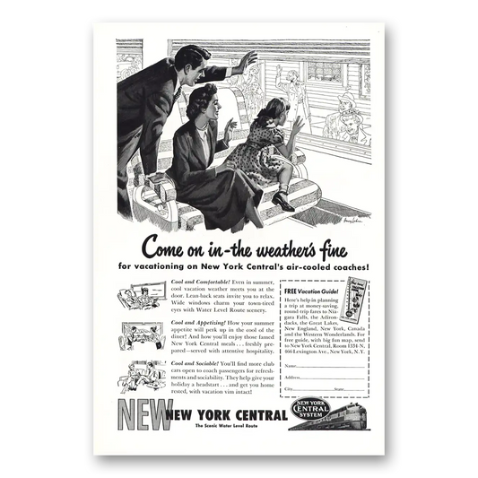 1949 New York Central Come On In Vintage Magazine Print Ad