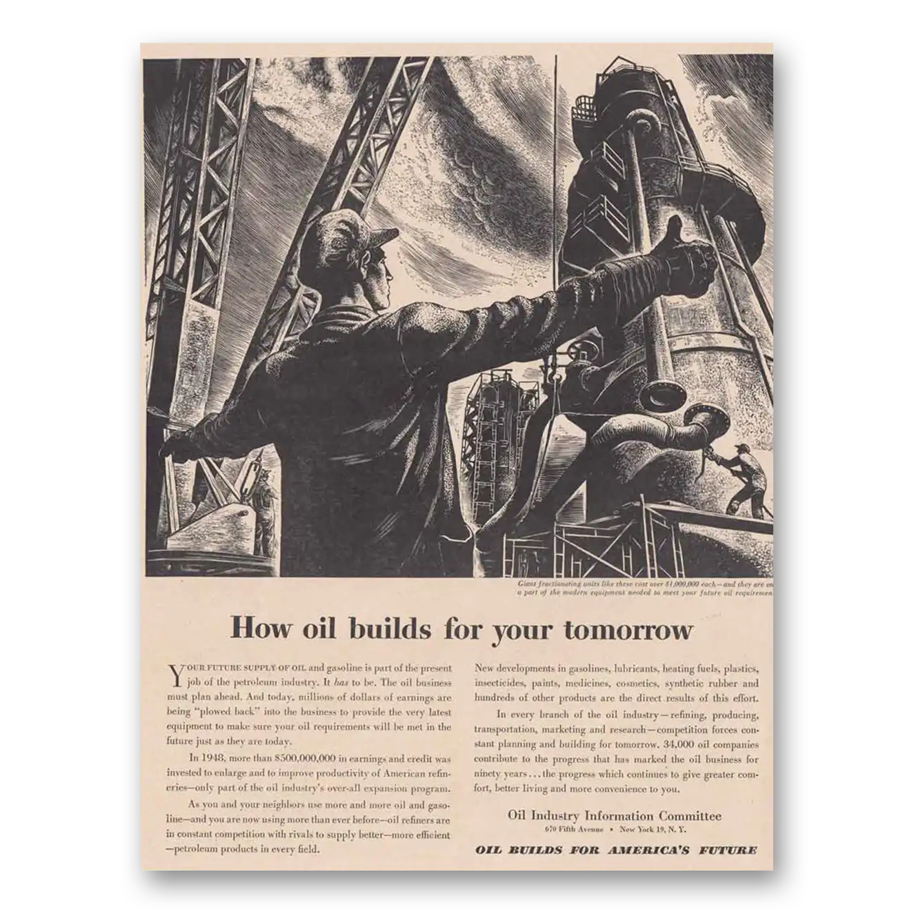 1949 Oil Industry Information How Oil Builds For Your Vintage Magazine Print Ad