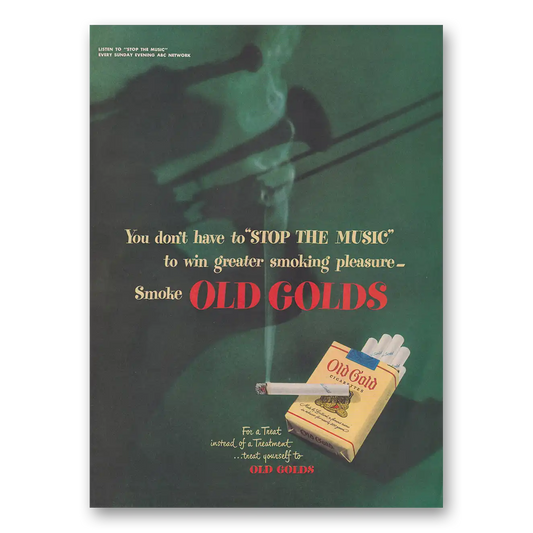 1949 Old Gold Cigarettes Stop the Music Vintage Magazine Print Ad