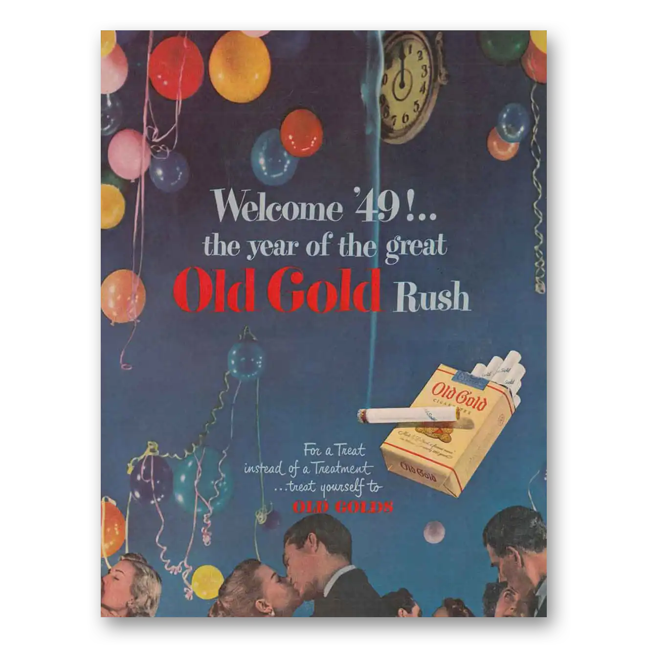 1949 Old Gold Cigarettes Welcome 49 The Year of the Great Vintage Magazine Print Ad