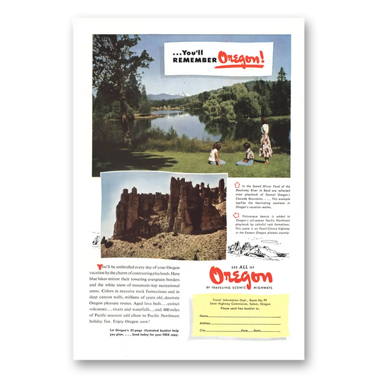 1949 Oregon Deschutes River Fossil Clarno Vintage Magazine Print Ad