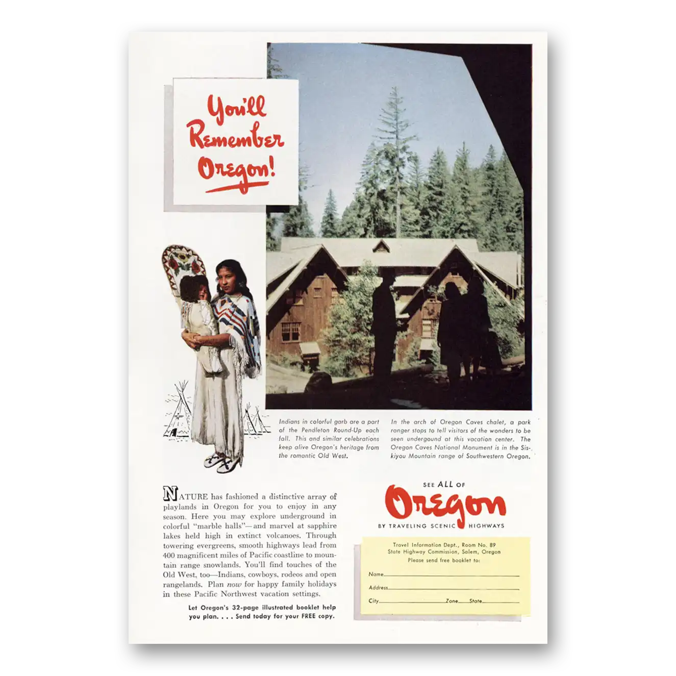 1949 Oregon Round Up Vintage Magazine Print Ad