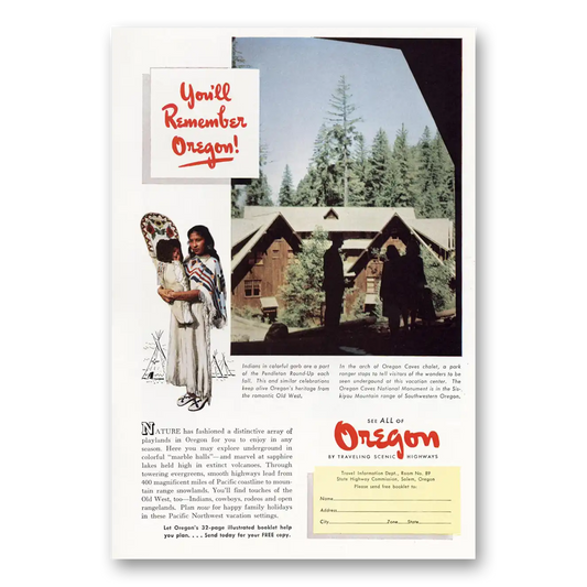 1949 Oregon Round Up Vintage Magazine Print Ad