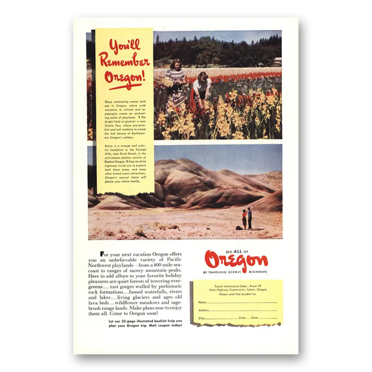 1949 Oregon Painted Hills Vintage Magazine Print Ad