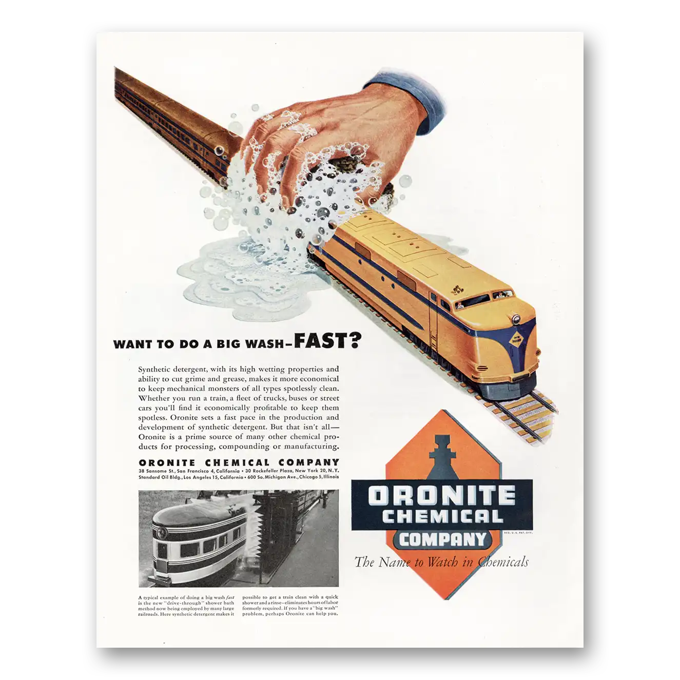 1949 Oronite Chemical Want To Do a Big Wash Fast Vintage Magazine Print Ad