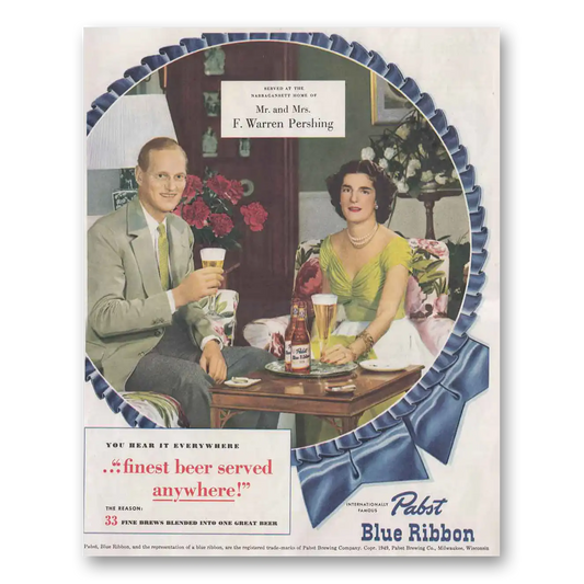 1949 Pabst Blue Ribbon Beer F Warren Pershing Vintage Magazine Print Ad