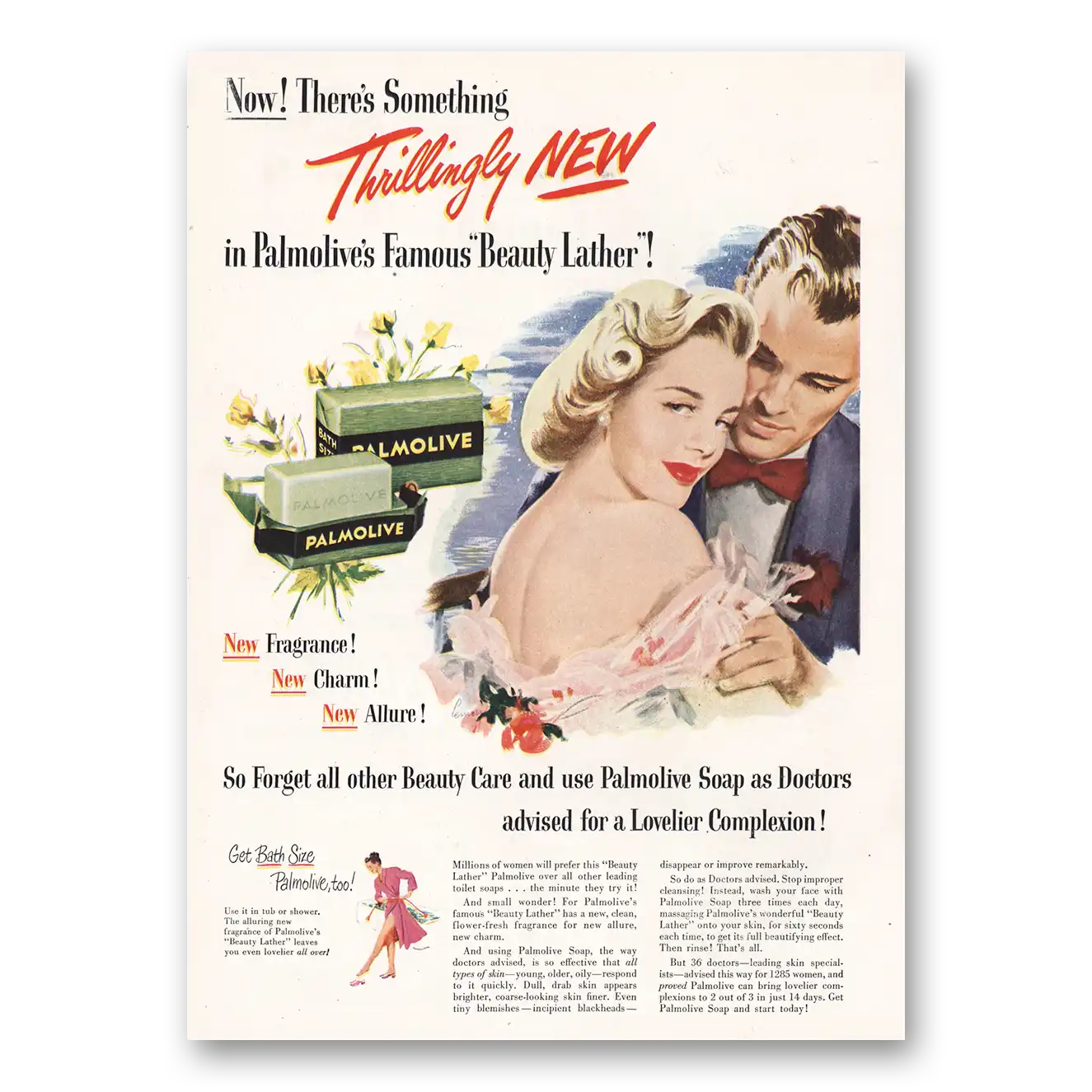 1949 Palmolive Soap Thrillingly New Forget All Other Beauty Care Vintage Magazine Print Ad