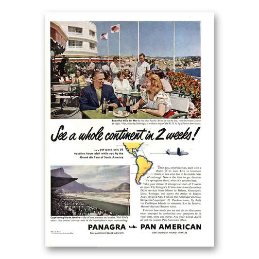 1949 Pan Am See Whole Continent Vintage Magazine Print Ad