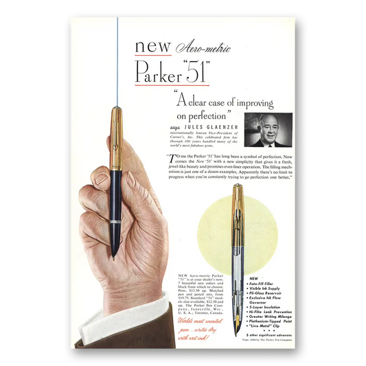 1949 Parker 51 Pen Jules Glaenzer Vintage Magazine Print Ad