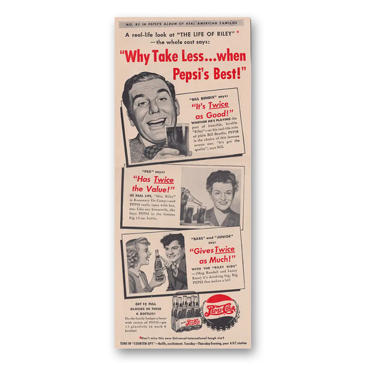 1949 Pepsi Life of Riley Whole Cast Vintage Magazine Print Ad