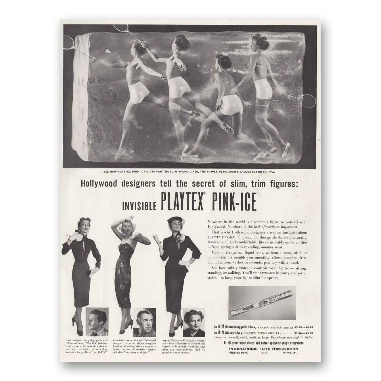 1950 Playtex Undergarments Pink Ice Girdle Hollywood Designers Vintage Magazine Print Ad