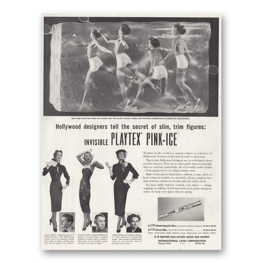 1950 Playtex Undergarments Pink Ice Girdle Hollywood Designers Vintage Magazine Print Ad