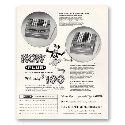 1949 Plus Computing Machines Speed Quality Economy Vintage Magazine Print Ad