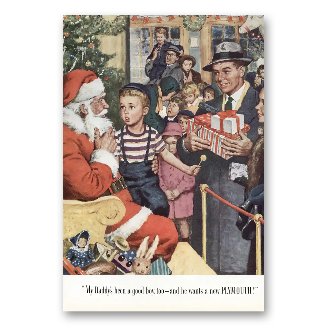 1949 Plymouth Santa Christmas Vintage Magazine Print Ad