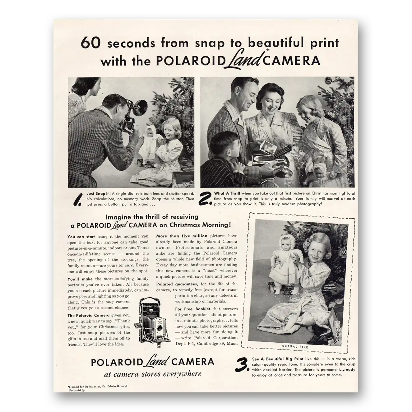 1949 Polaroid Land Camera From Snap to Beautiful Print Vintage Magazine Print Ad