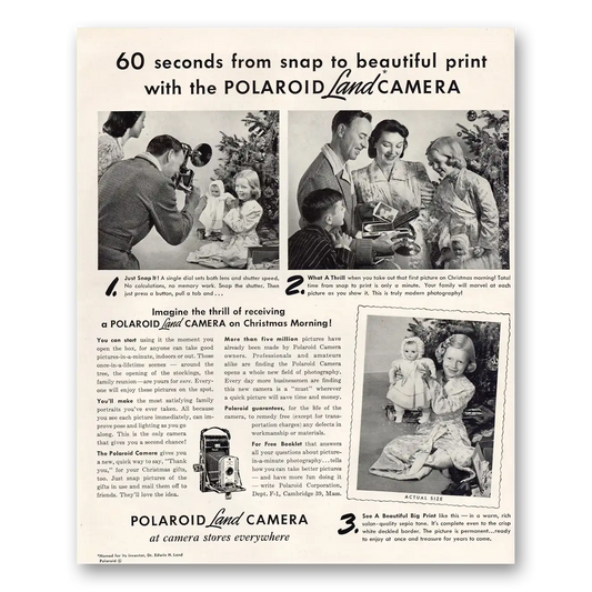 1949 Polaroid Land Camera From Snap to Beautiful Print Vintage Magazine Print Ad