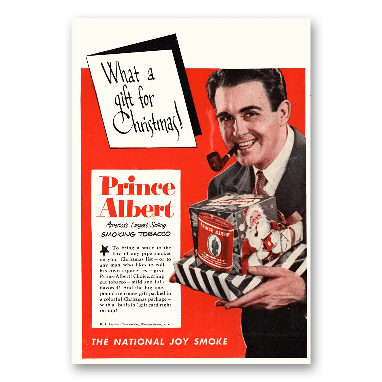 1949 Prince Albert Tobacco What a Gift for Christmas Vintage Magazine Print Ad