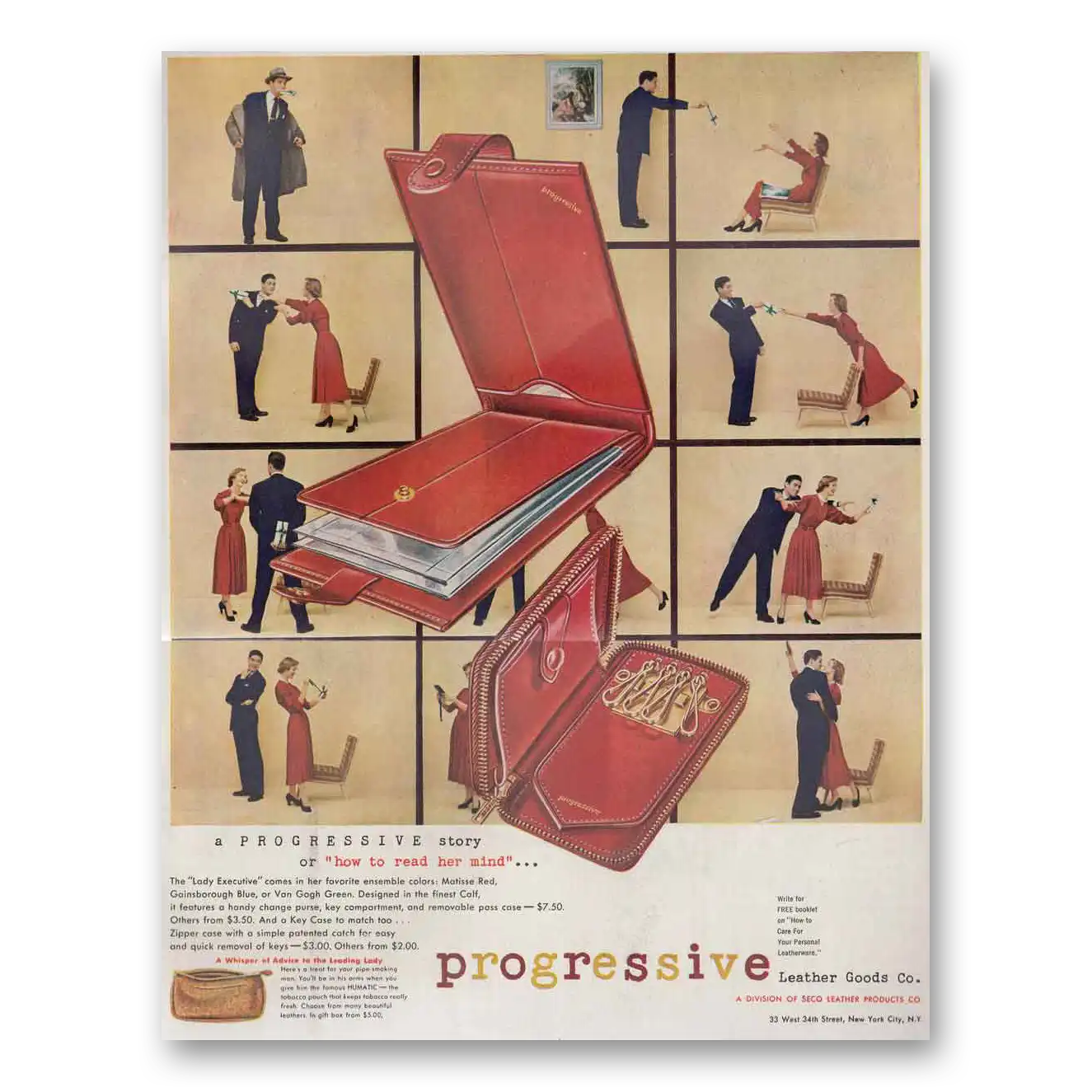 1949 Progressive Leather Goods Lady Executive Vintage Magazine Print Ad