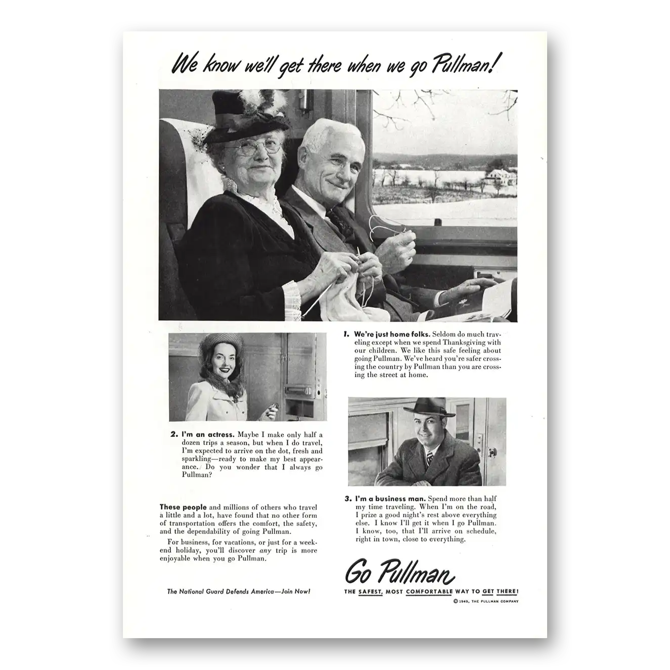 1949 Pullman We Know We'll Get There Vintage Magazine Print Ad