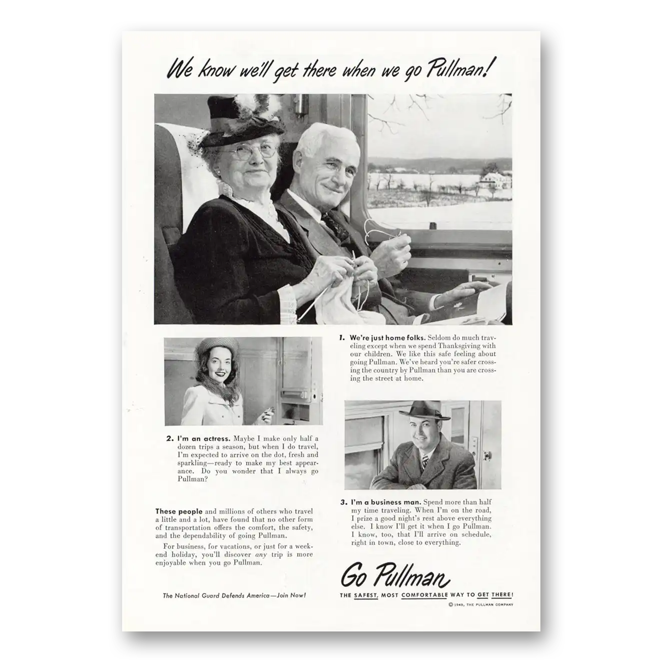 1949 Pullman We Know Get There Vintage Magazine Print Ad