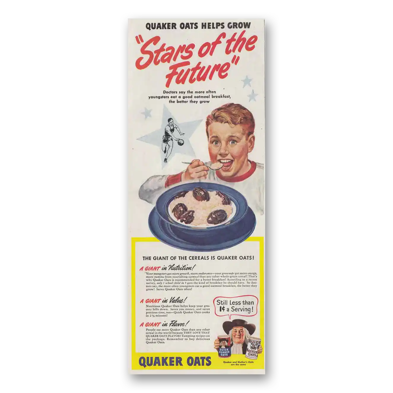 1949 Quaker Oats Stars of the Future Basketball Vintage Magazine Print Ad