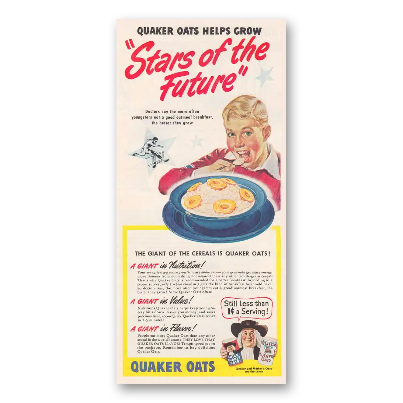 1949 Quaker Oats Stars of the Future Vintage Magazine Print Ad