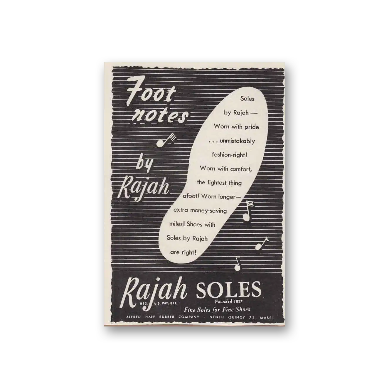 1949 Rajah Soles Foot Notes Vintage Magazine Print Ad