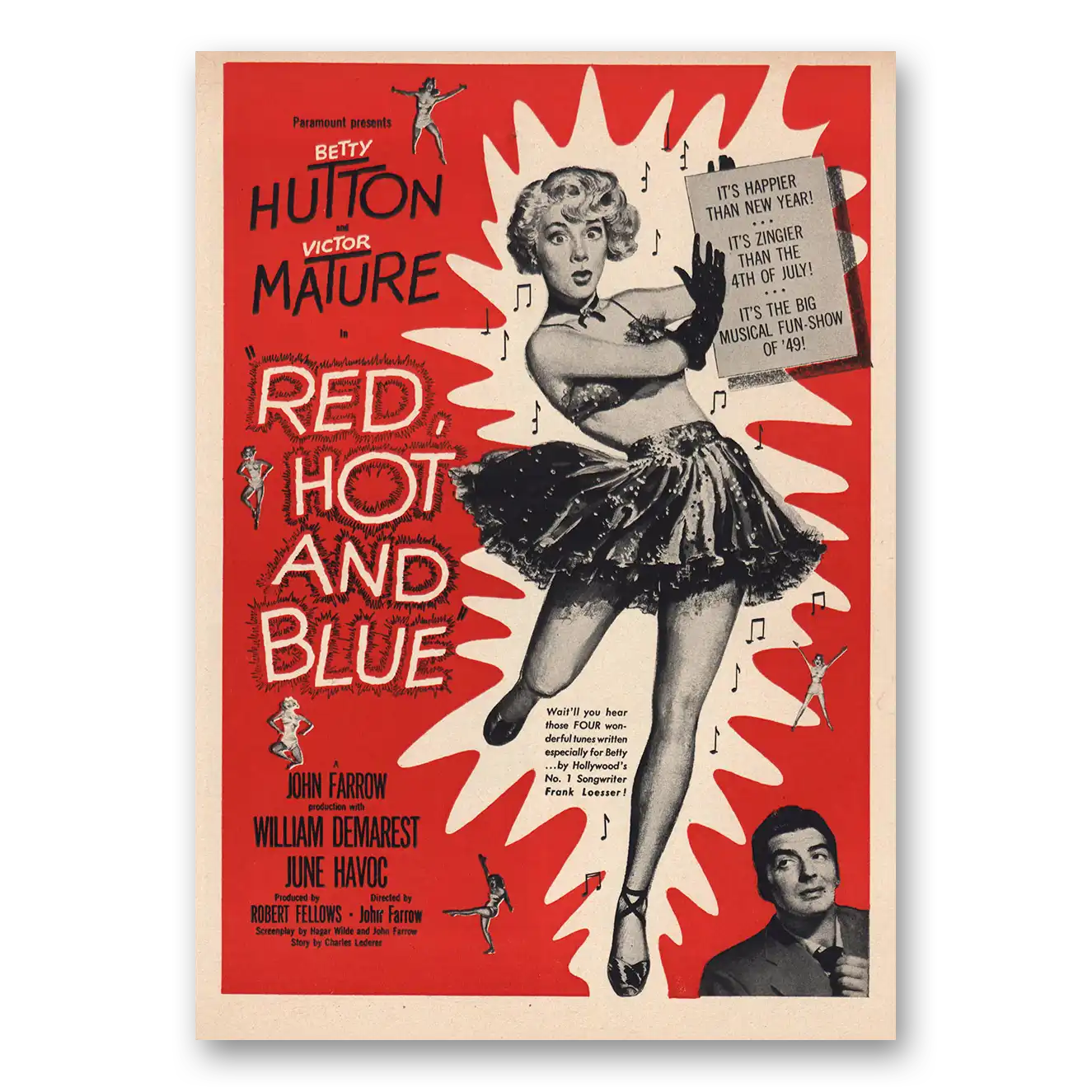 1949 Red Hot and Blue Promo Betty Hutton Vintage Magazine Print Ad