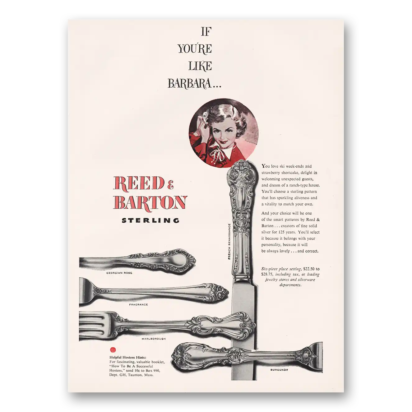 1949 Reed & Barton Silver If Youre Like Barbara Vintage Magazine Print Ad