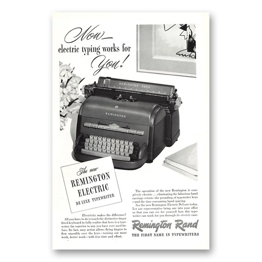 1949 Remington Typewriter Electric Typing Works for You Vintage Magazine Print Ad